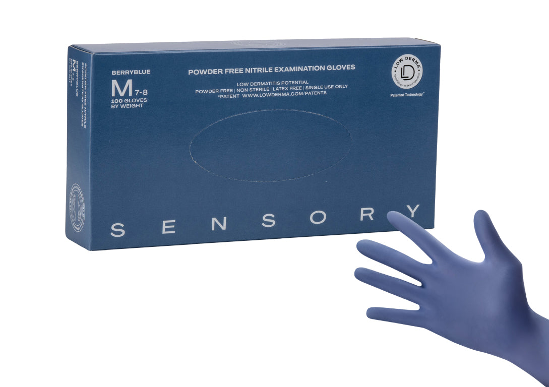 SENSORY POWDER FREE NITRILE EXAMINATION GLOVES, LOW DERMA, 100 pcs